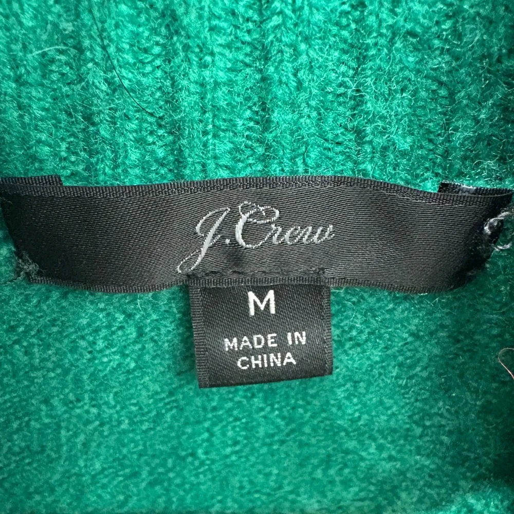 JCREW Wool Blend Raglan Sleeve Green Turtleneck High Low Sweater Size M